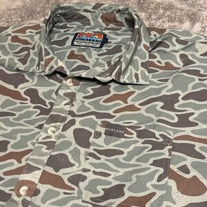 Burlebo Mens Camo Short Sleeve Button Up Shirt XL Outdoor Fishing Hunting